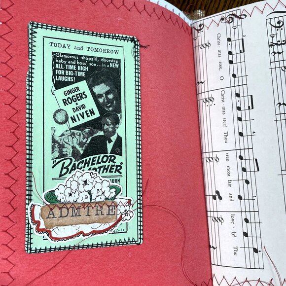 Christmas Junk Journal Book Charm Washi Fabric Wrap Tons Ephemera Handmade 5 u - Picture 9 of 16